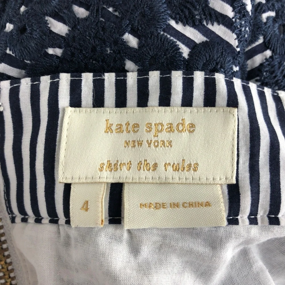 Kate Spade Blue Striped Floral Full Skirt